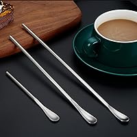 Vista 4 de 6 Pcs Coffee Stirrers, 3 Sizes Reusable Coffee Stir Sticks (5'', 6.3'', 8.7''), Stainless Steel Stirring Spoons for Espresso & Iced Tea, Silver