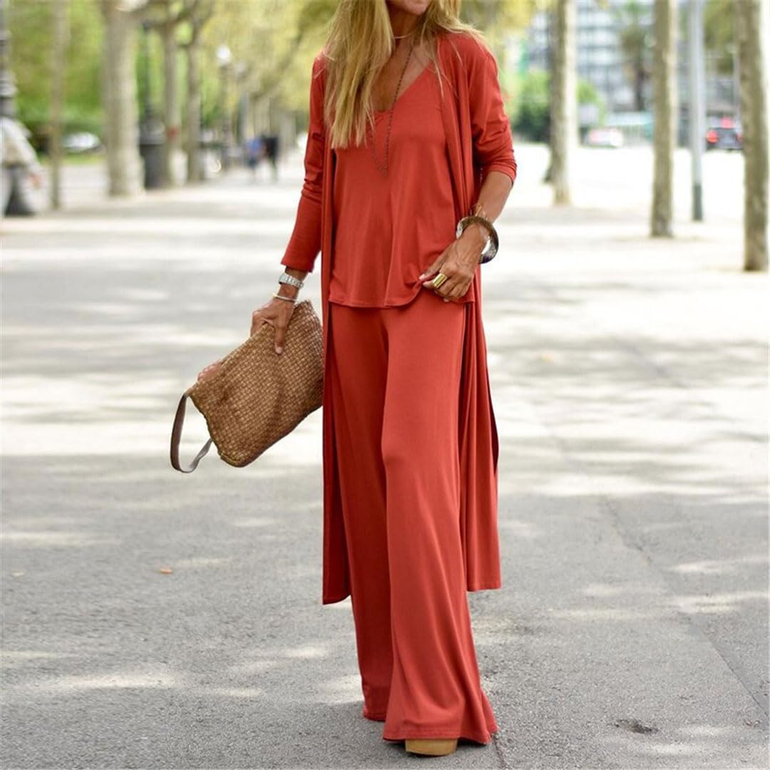 Conjunto Informal De Tres Piezas para Mujer, Pantalones Rectos con Cuello En V para Oficina, Traje De 3 Piezas