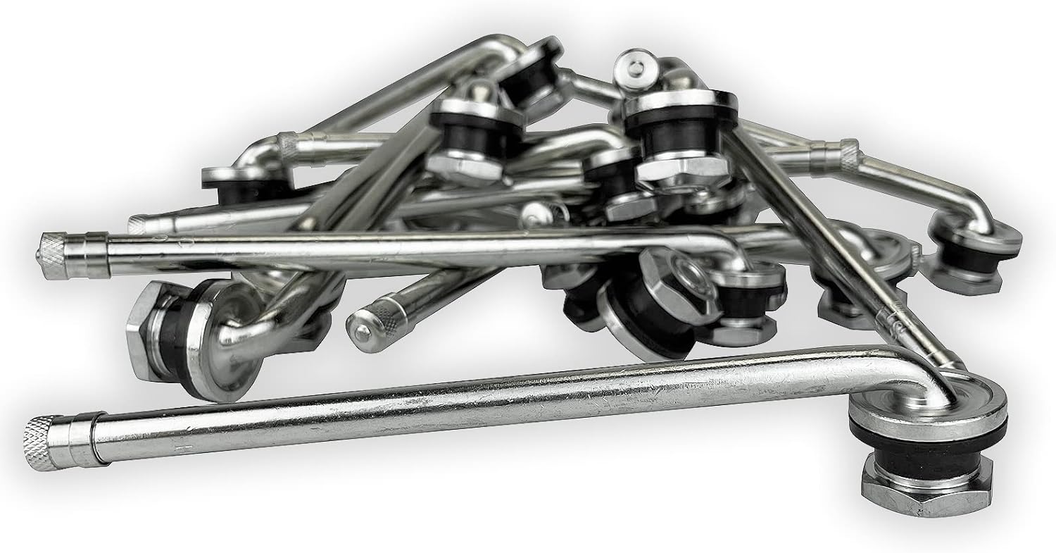 Ten TR510 90 Degree 5 1/2 inch Bent Truck and Bus Tire Nickel Plated Valve Stems for Drop Center Aluminum Disc Wheels with 0.625 (5/8 inch) inch Valve Holes. TV-510 Haltec Valve Stems.