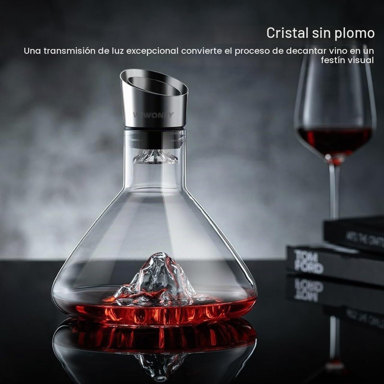 Decantador de Vino, Jarra de Vino con Aireador y Filtro, Oxigenador de Vino, Cristal 100% Sin Plomo, Regalo para vino, 1500 ml