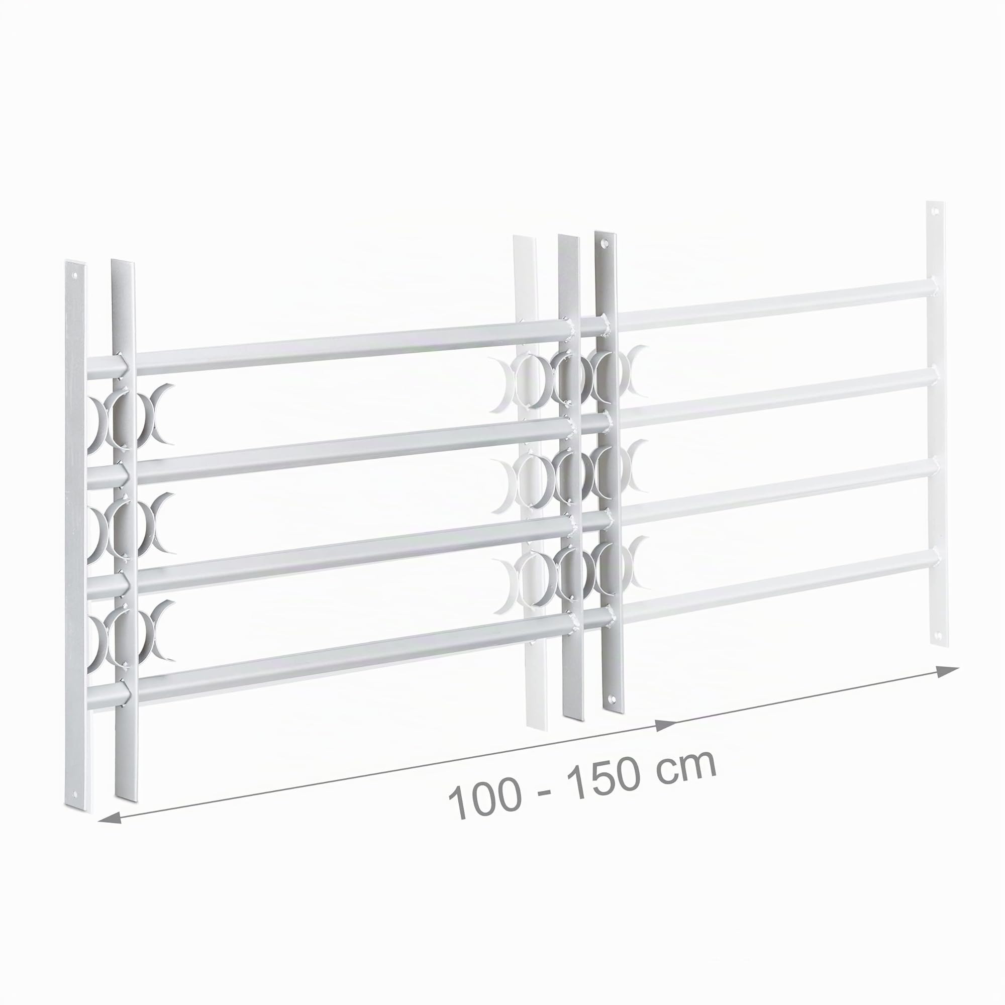 Relaxdays Grate per Finestre Antiscasso, 600x1000-1500 mm, Estensibili, Acciaio Robusto, Inferriate di Sicurezza, Grigio