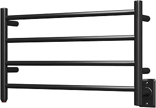 HEATGENE Towel Warmer 4 Bar Towel Dryer Wall-Mounted Plug-in Bath Towel Heater - Matte Black
