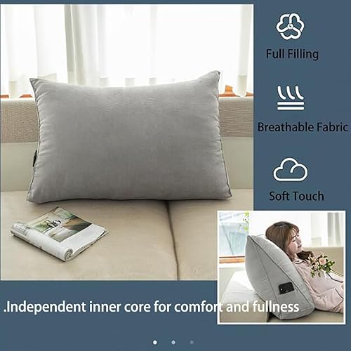 Miniatura 3 de Almohadas de cuña para cabecero, almohada de lectura, almohadas de respaldo para sentarse en la cama, cojín triangular suave, almohada de sofá cama,