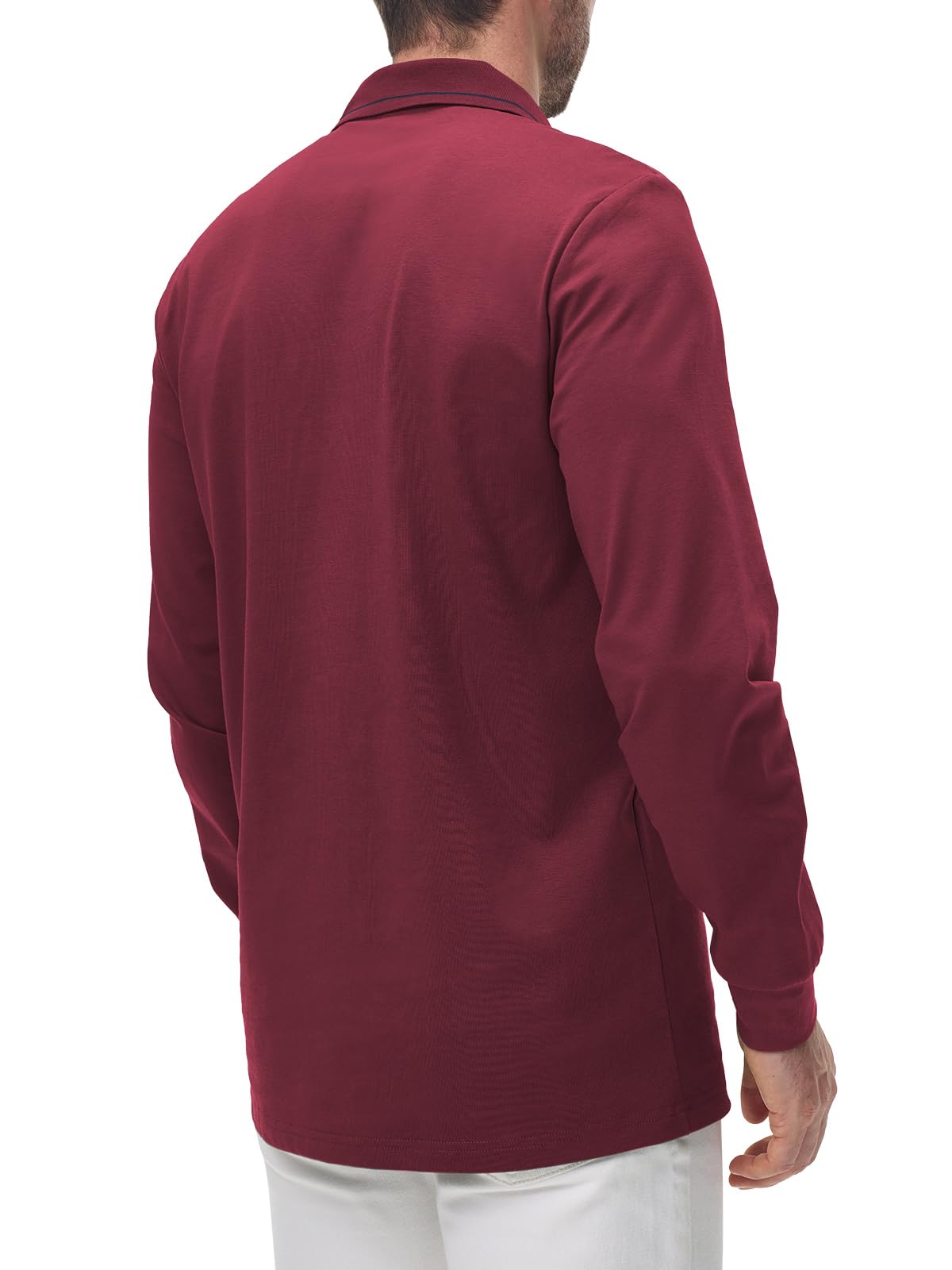 Comilaka Uomo Polo Casual Manica Lunga Poloshirt Top Golf Maglietta Cotone Colori a Contrasto Autunno Inverno Classico