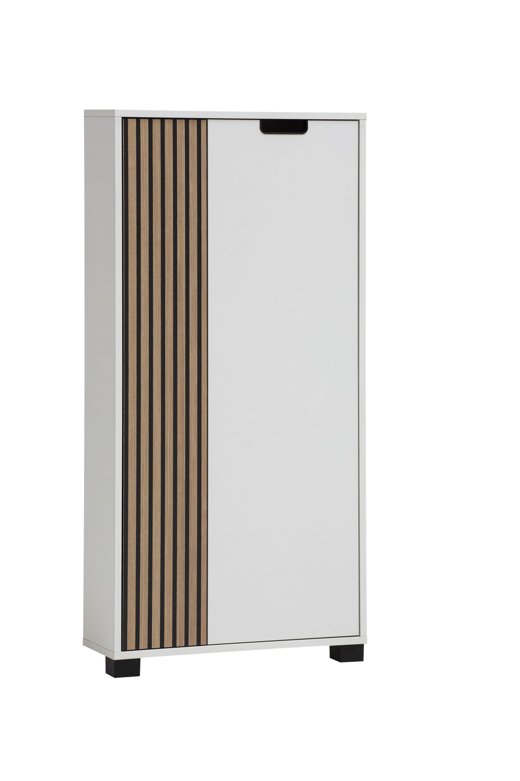 Schildmeyer Highboard Ryker 160036, Mattweiß/Akustikpaneel Optik, 59,8 x 19,5 x 124 cm