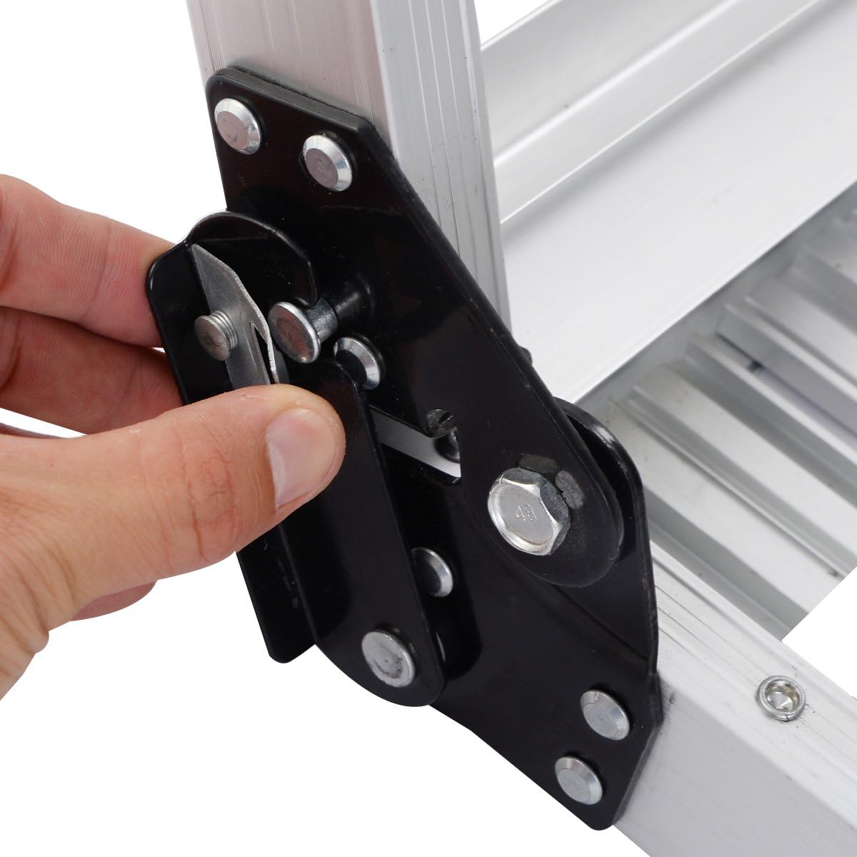 FANTASK Plateforme de Travail Pliable en Aluminium avec serrures de sécurité, marchepied - Capacité de Charge de 150 kg - avec Tapis antidérapants - Escabeau pour Atelier, Maison, Bureau et Garage