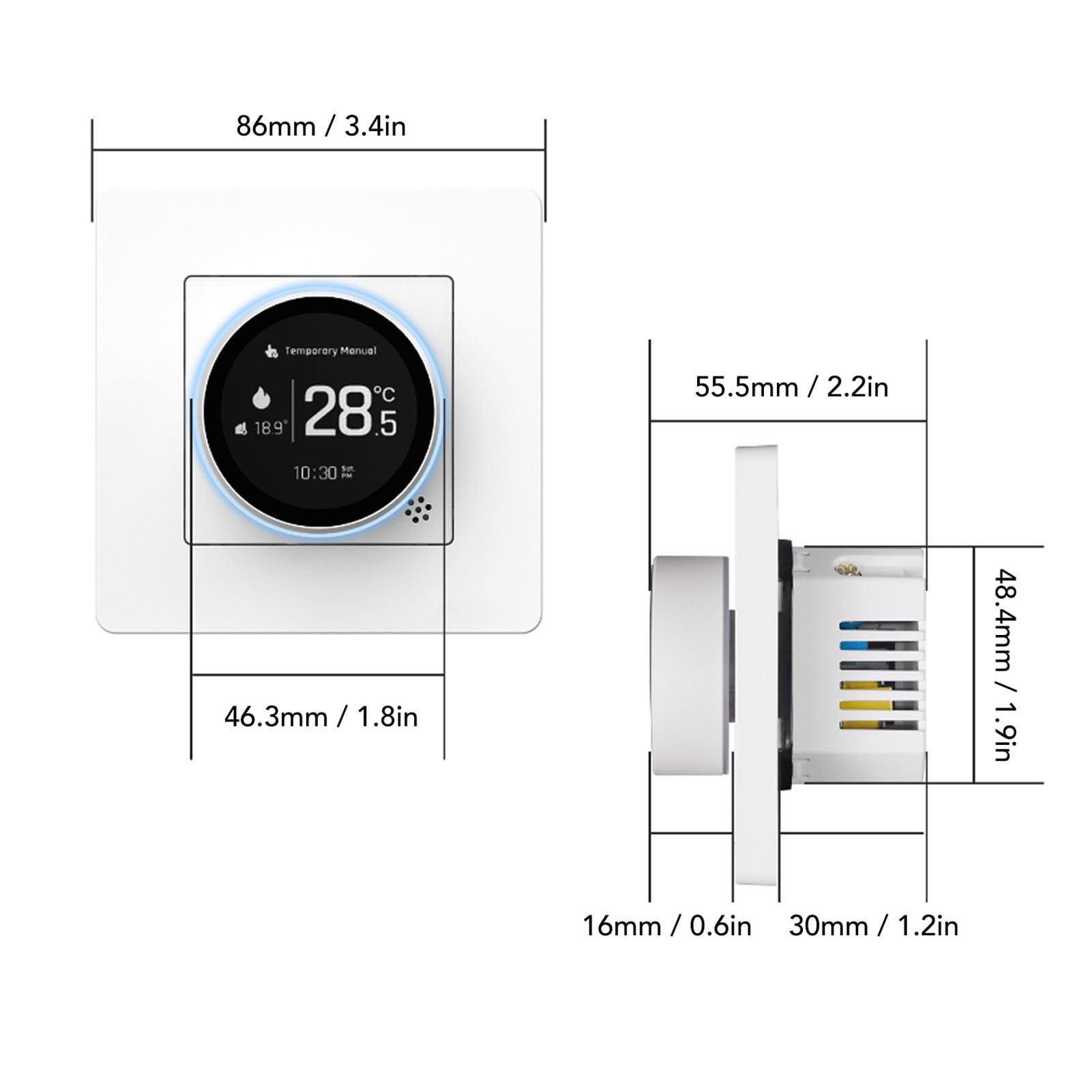 Controlador de Temperatura Inteligente Termostato Ajustable para Calentador de Zócalo Controlador de Temperatura Programable Inteligente 5-35 ℃ Rango de Establecido