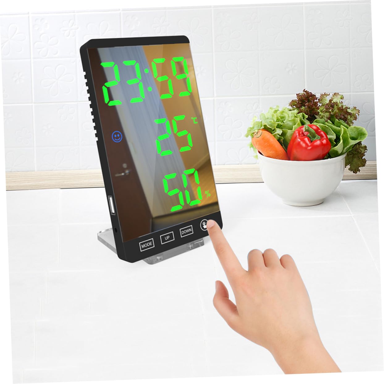 Orologio Sveglia Digitale Con Display Temperatura Umidità Orologio Da Tavolo Led Con Ricarica Usb Con Carattere Verde Design Semplice Per Arredamento Casa