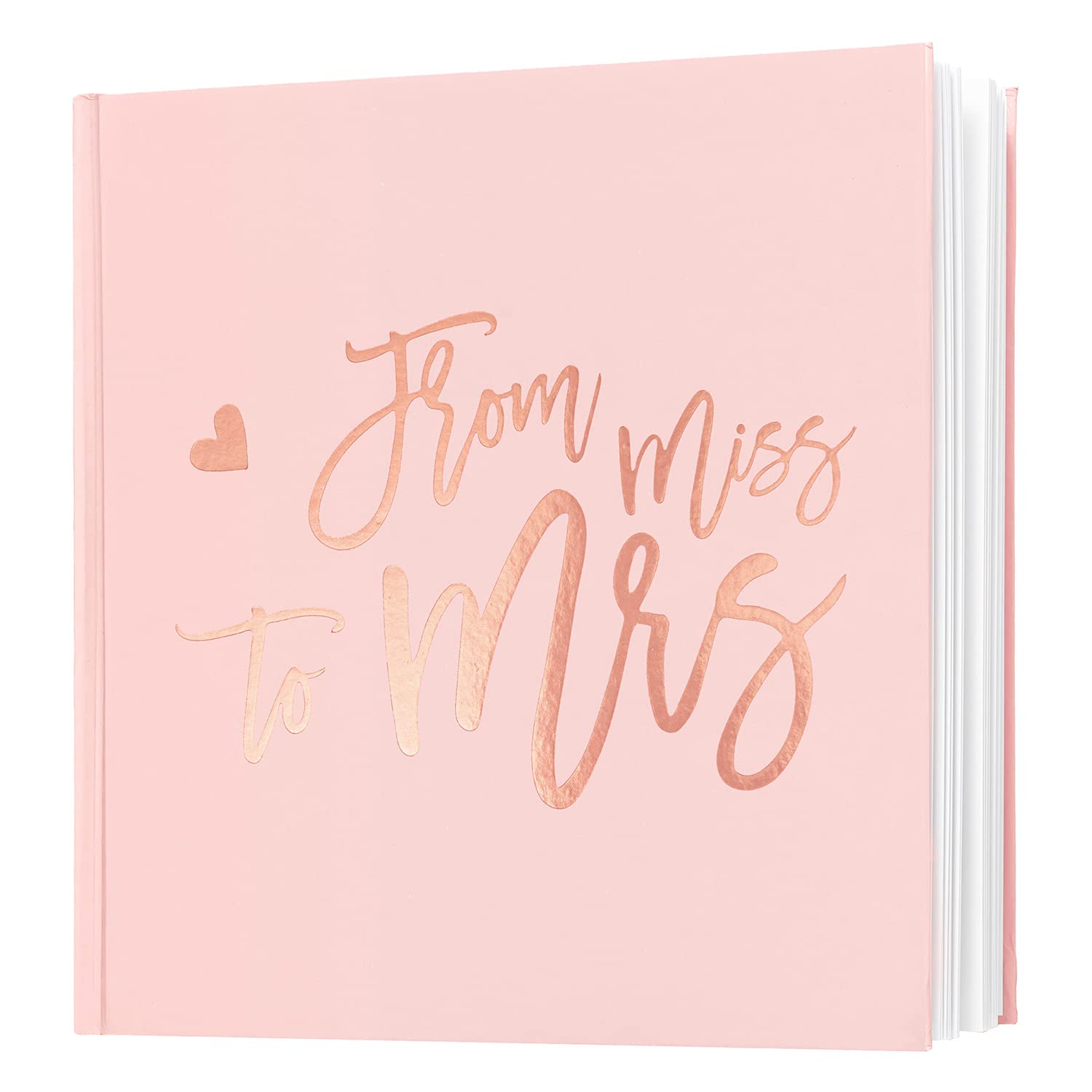 Calculs Polaroid Bridal Shower Guest Book from Miss to Mrs Bachelorette Party Picture Book 8.5” Square Blank Pages, Pink Cover Rose Gold Foil Stamping