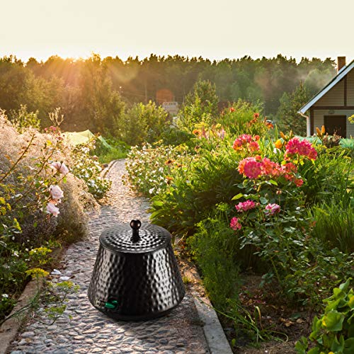 LifeSmart Decorative Garden Hose Pot Storage Holder with Lid Copper Finish 12 x 16 Inches