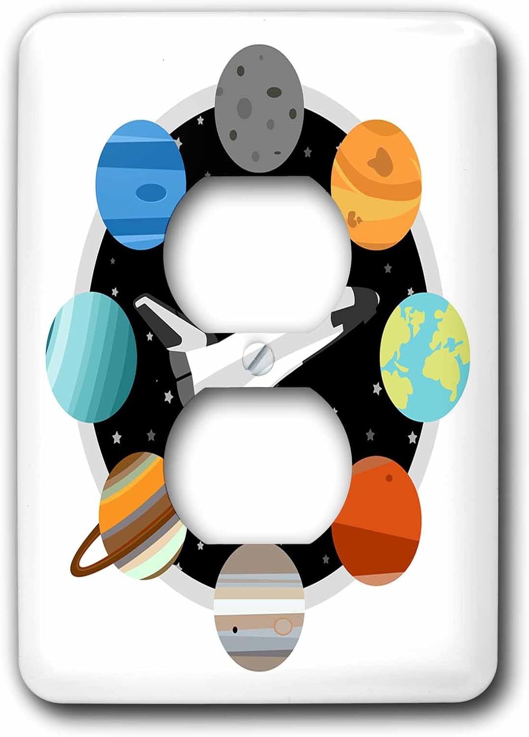 3dRose Space Shuttle and Solar System 2 plug outlet cover