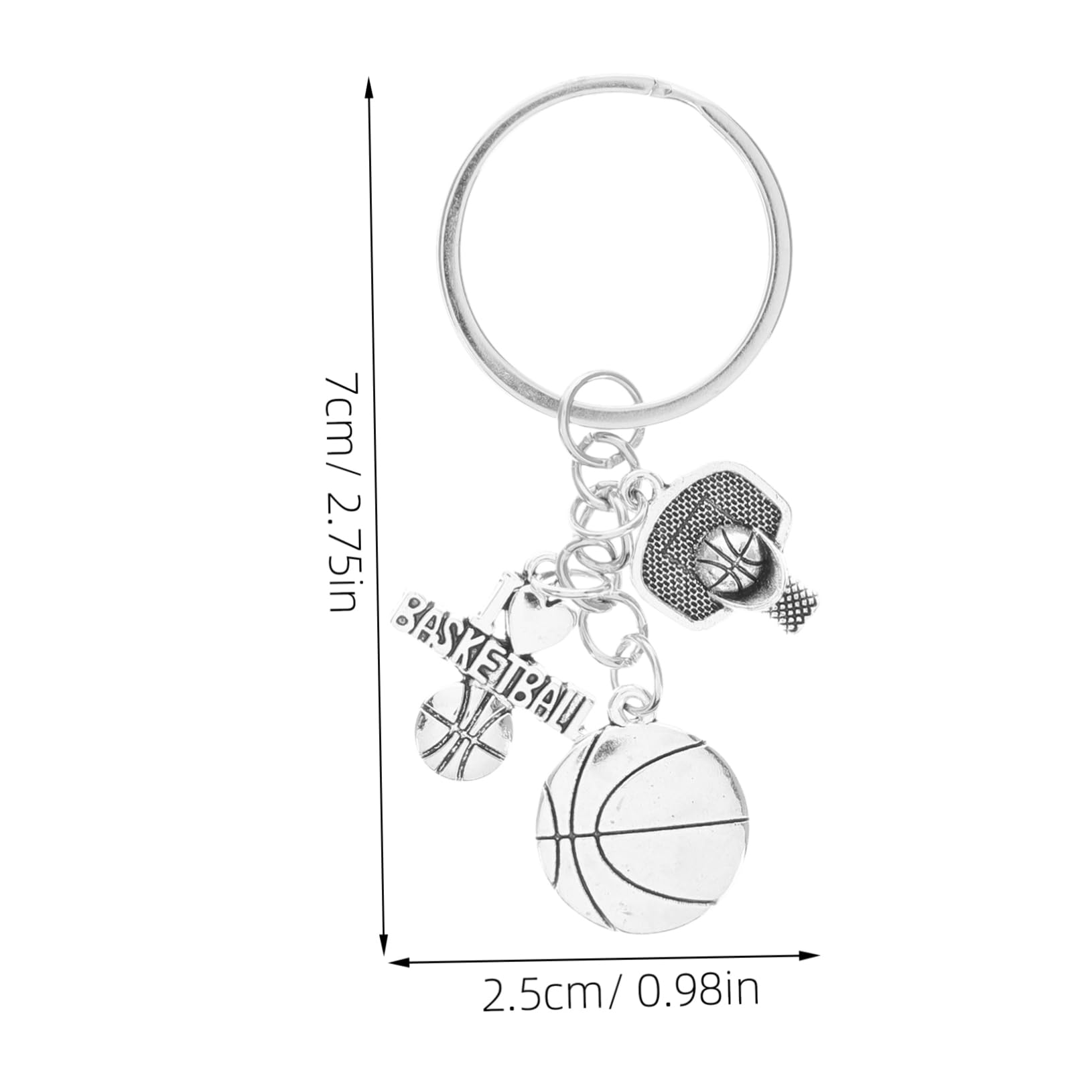 LIFKOME Portachiavi in Lega di Zinco Argento Pendente a Tema Basket Design Creativo e Lavorazione Delicata, come Decorazione o Regalo per Appassionati di Sport