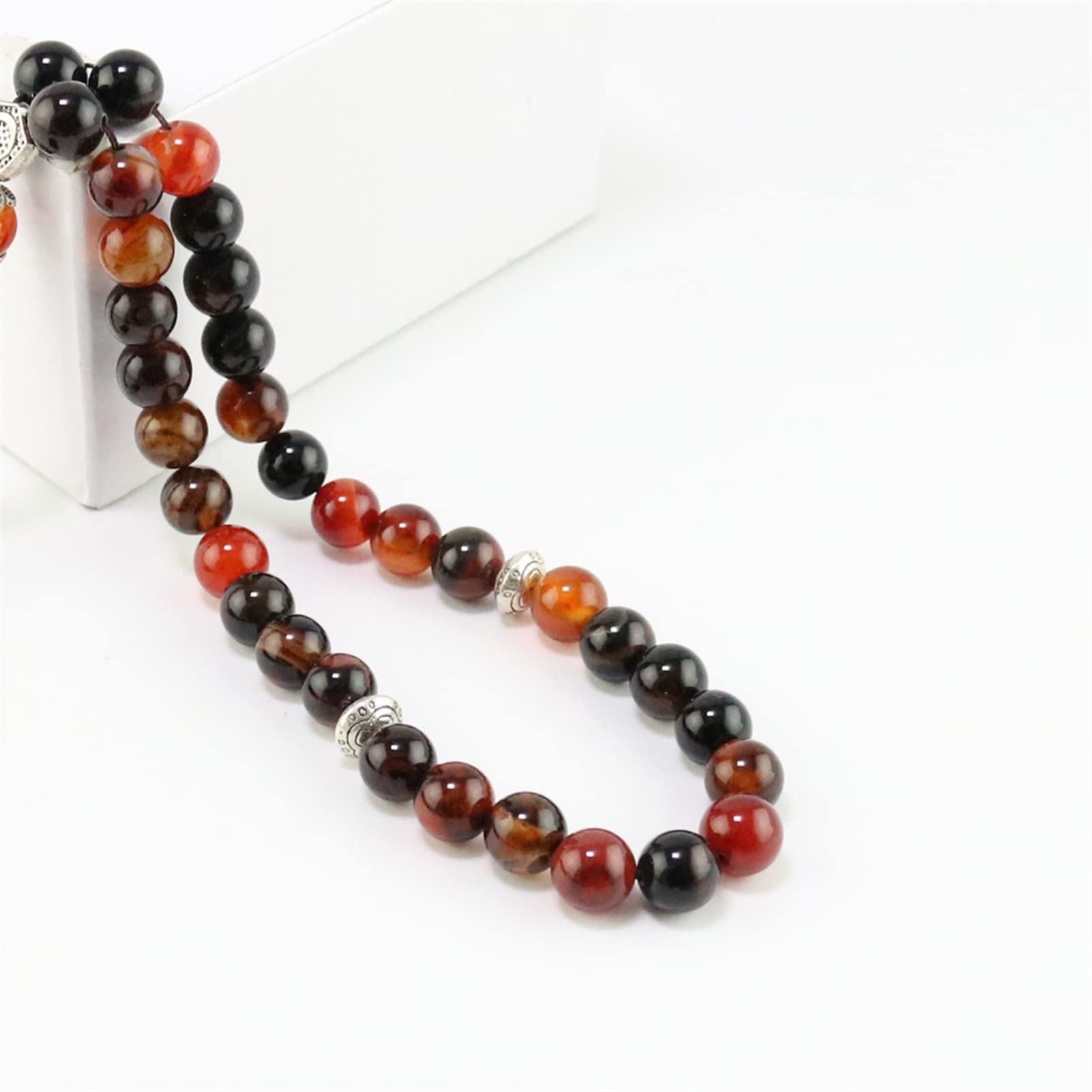 Chapelet musulman 33 perles en agate marron, cadeau de Ramadan