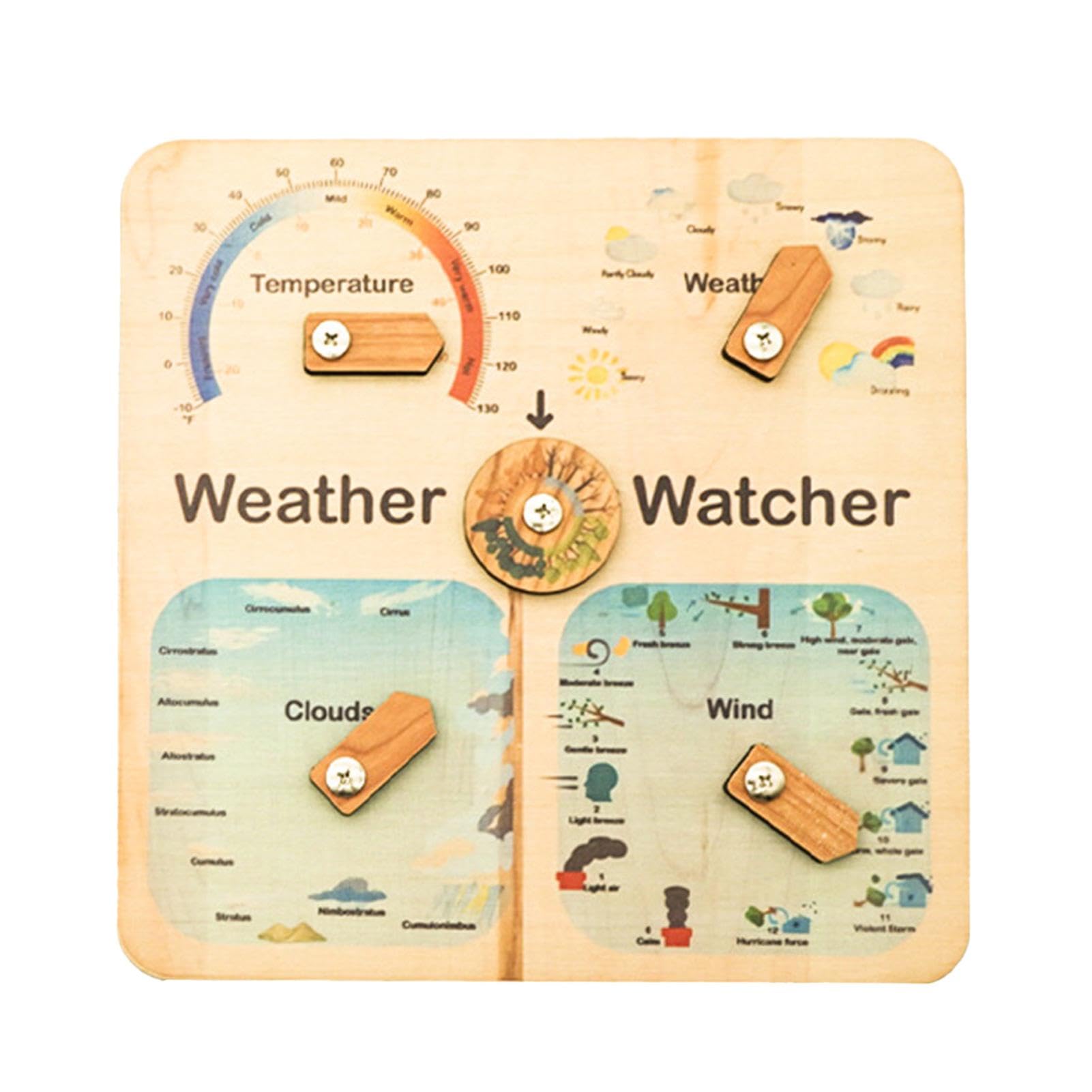 Hugsweet Wooden Weather Board - Educational Weather Station Board - Daily Weather Changes Cognitive Board Teaching Toy, Preschool Learning Toy for Girls Boys