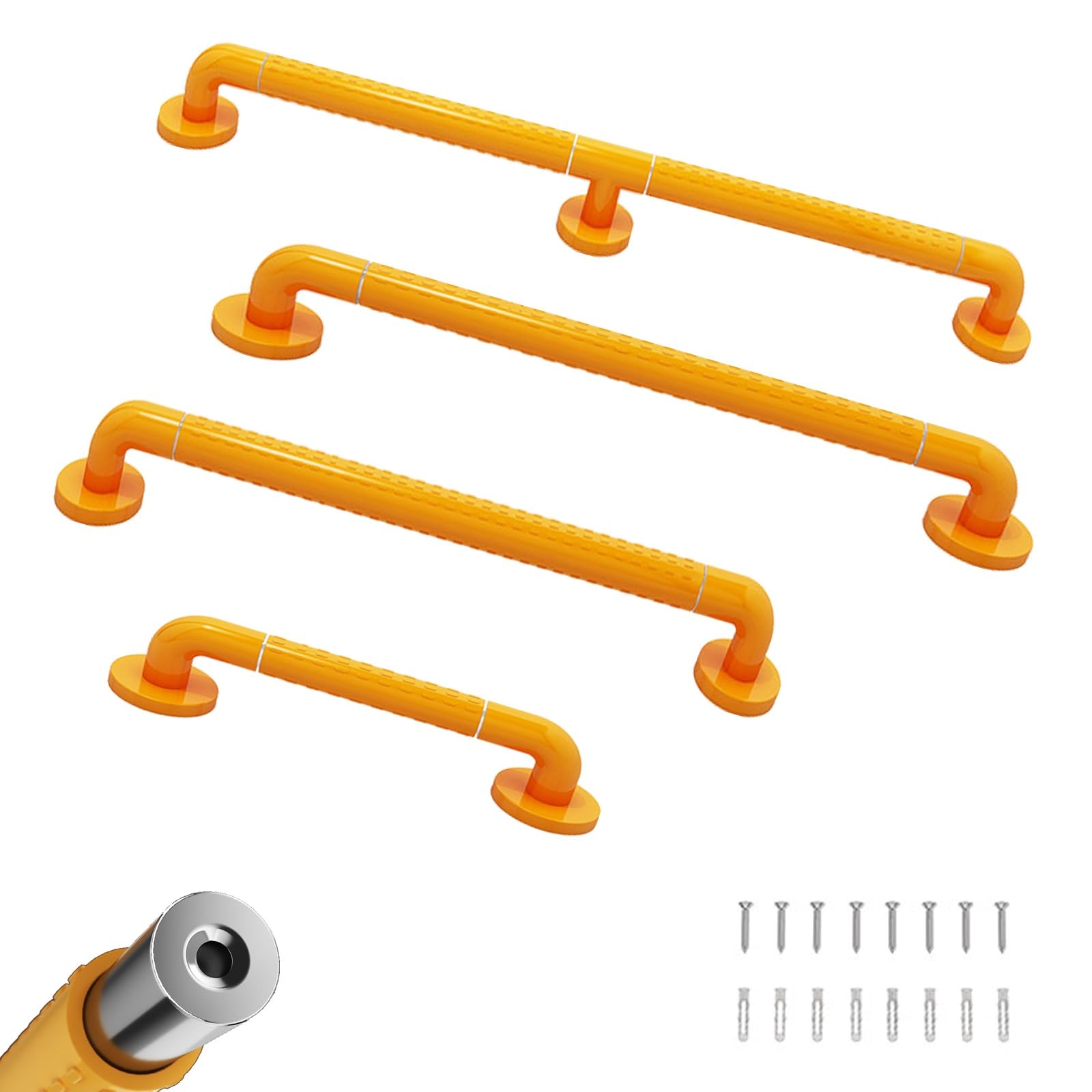 Lmvyuvlf Yellow Industrial Metal Stair Rail, Wall Mount Safety Handle Support, Multi-Use Safety Grab Bar, 304 Stainless Steel Non-Slip Assist Rail(70Cm/2.30Ft)