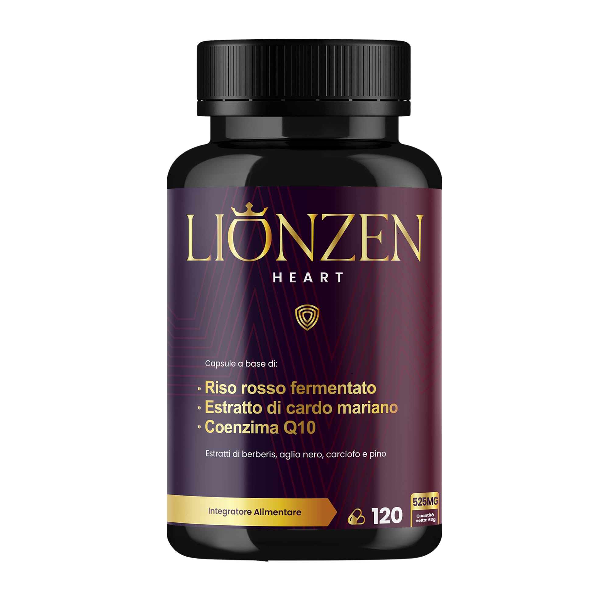 Riso Rosso Fermentato (2,99mg di Monacolina K) + Coenzima Q10, Cardo Mariano +10 Ingredienti | Berberina, Astaxantina, Policosanolo | Benessere Metabolico e Antiossidante | LIONZEN Heart
