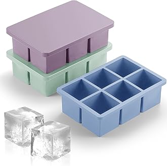 Nax Caki Ice Cube Trays 3 Pack - Large Size Silicone Ice Cube Molds(3 color) for Whiskey Ice Cube Maker for Cocktail Old Fashioned Ice Cube Tray