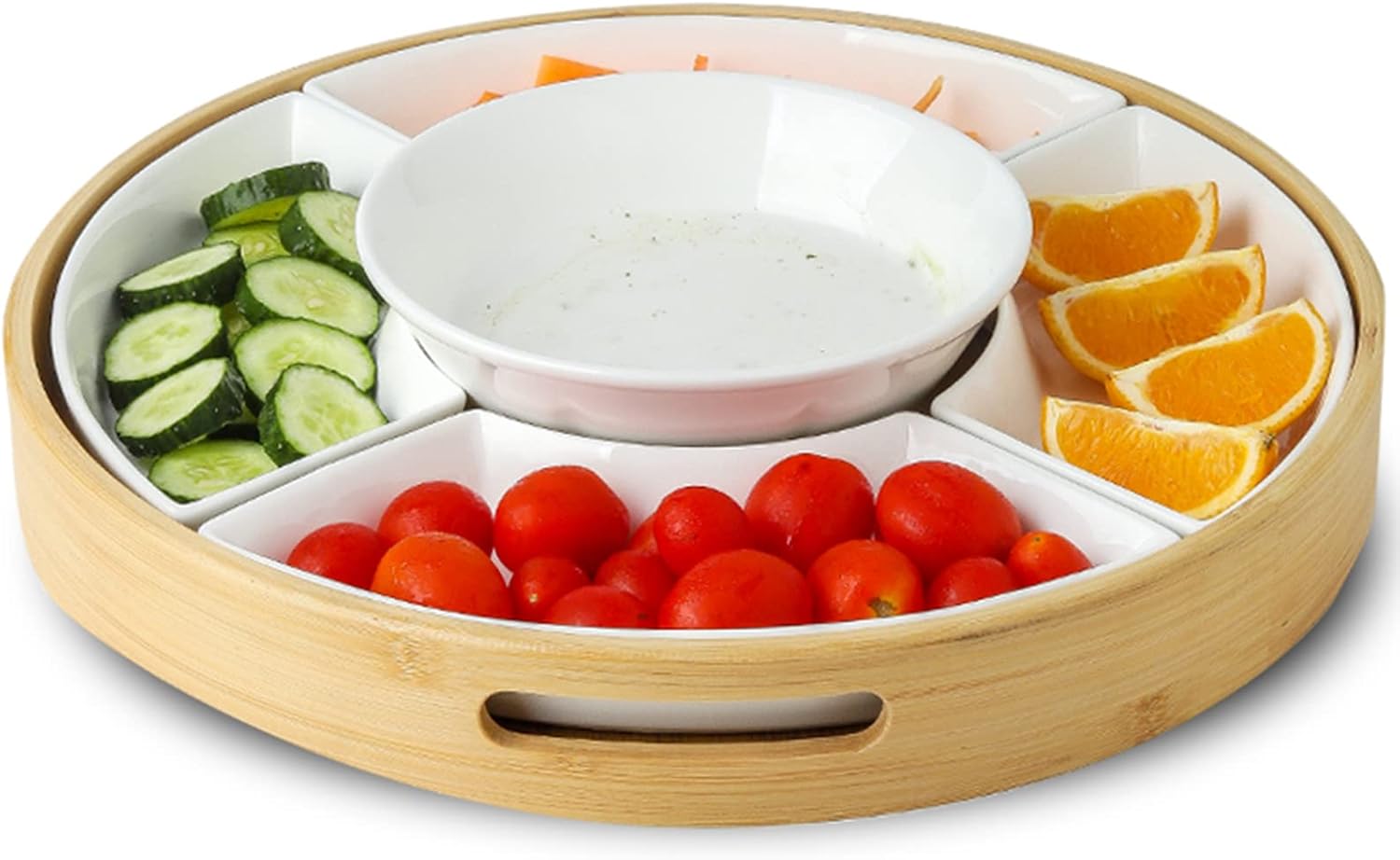  | Ceramic Chip & Dip Platter, Oval Chip and Dip Serving Dish, Divided Serving Platter Perfect for Appetizer, Dessert, Guacamole, Hummus, Veggies, Candy and Snacks: Chip & Dip Sets