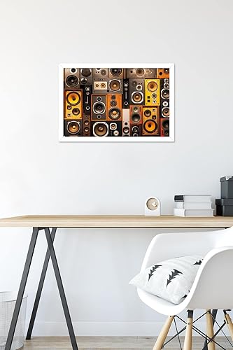 Miniatura 6 de Trends International Póster de pared con altavoz retro, 14.725 x 22.375 pulgadas, versión enmarcada en blanco