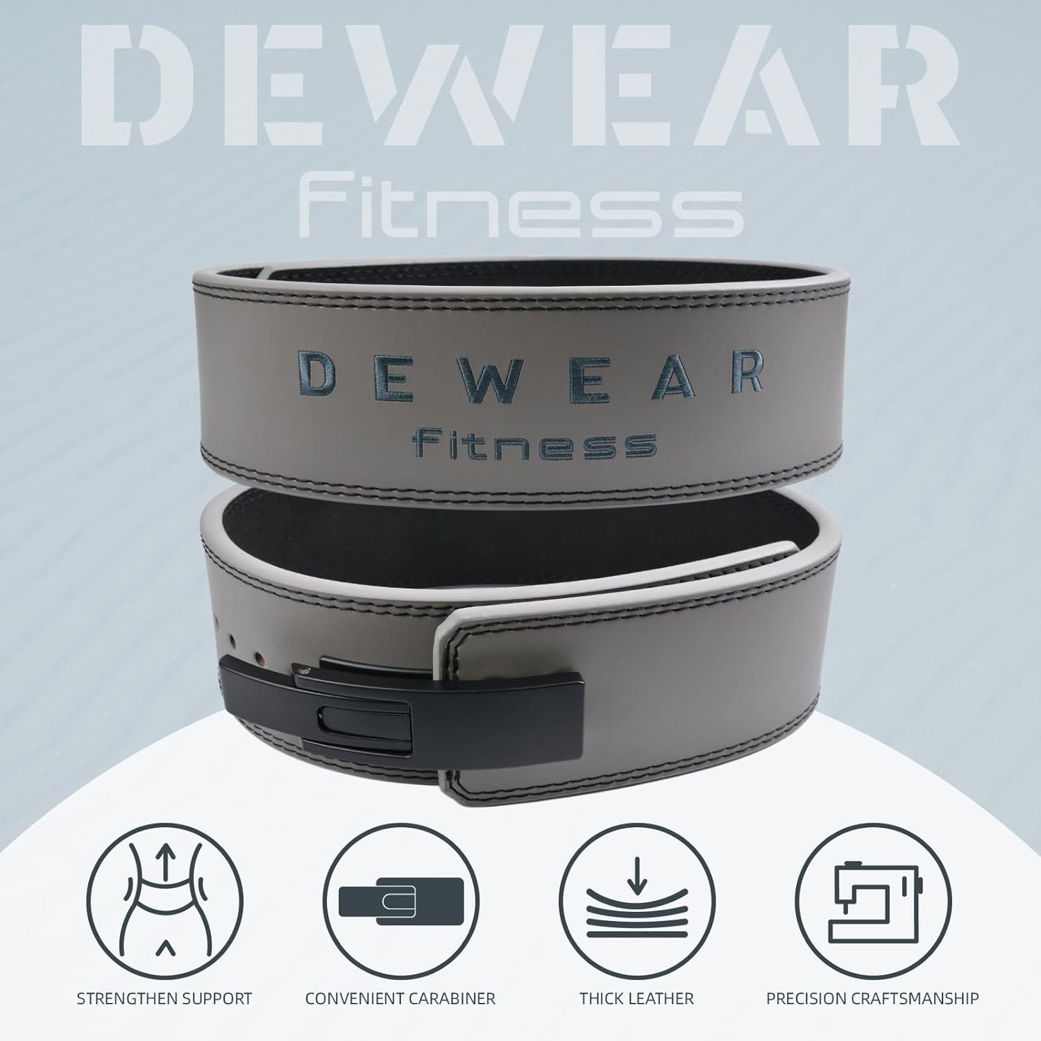 Genuine Leather Weight Lifting Belt with Lever Buckle, 10mm Thick 4" Leather Lumbar Back Support, Gym Belts Ideal for Training, Weightlifting, Bodybuilding, Squats and Deadlifts