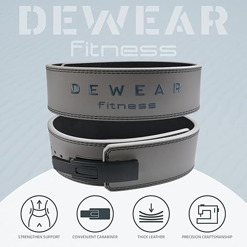 Miniatura 2 de Cinturón de levantamiento de pesas de cuero genuino con hebilla de palanca, soporte lumbar de cuero de 4 pulgadas de grosor, cinturones de gimnasio