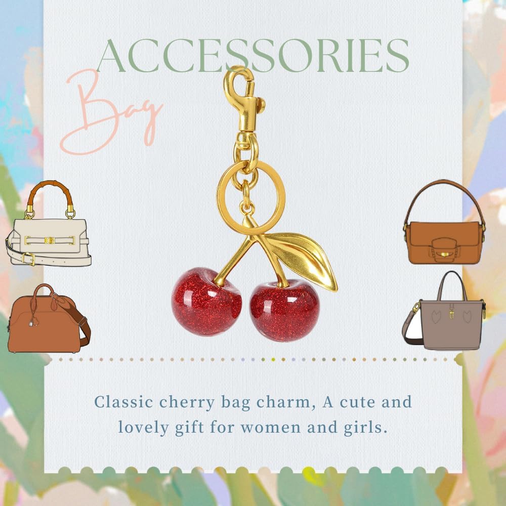 Purse Chain Charms Gold Cherry Bag Charm, Purse Charms for Handbags Cute Bag Charm Chains Accessories, Gifts for Women - Image 3