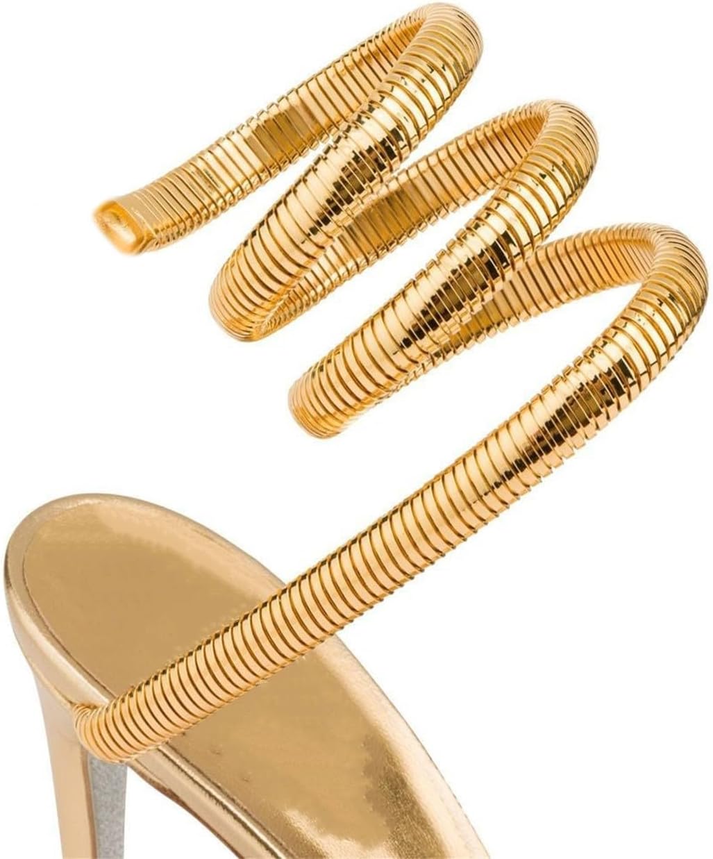 perixir Gold Heels for Women, High Heels with Spiral, 4.17" Stiletto Heeled Sandals for Dressy Women, Lace Up Sandals Comfortable Slingback Sandal - Image 6