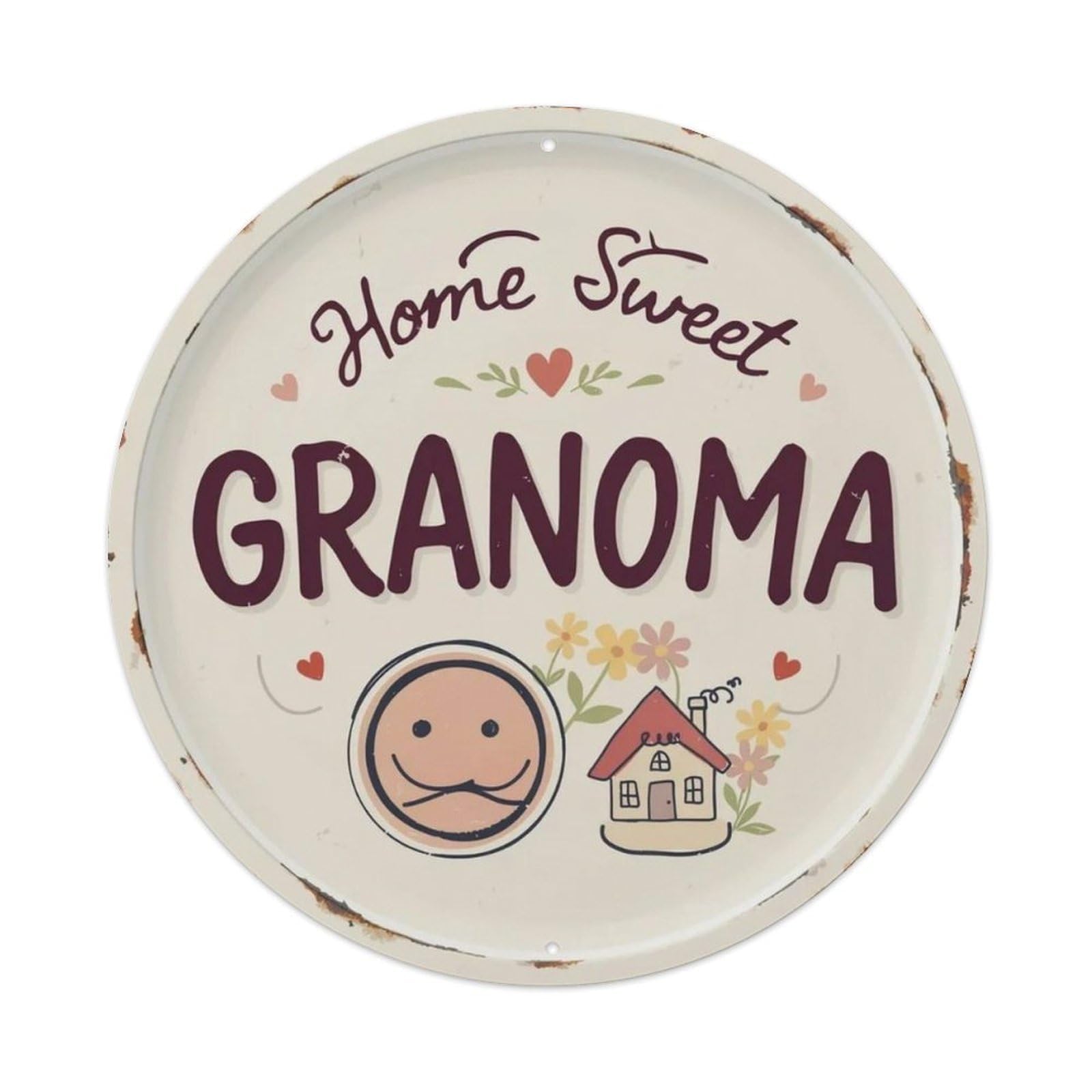 Home Sweet Home Hand Drawn Metal Tin Sign Plaque