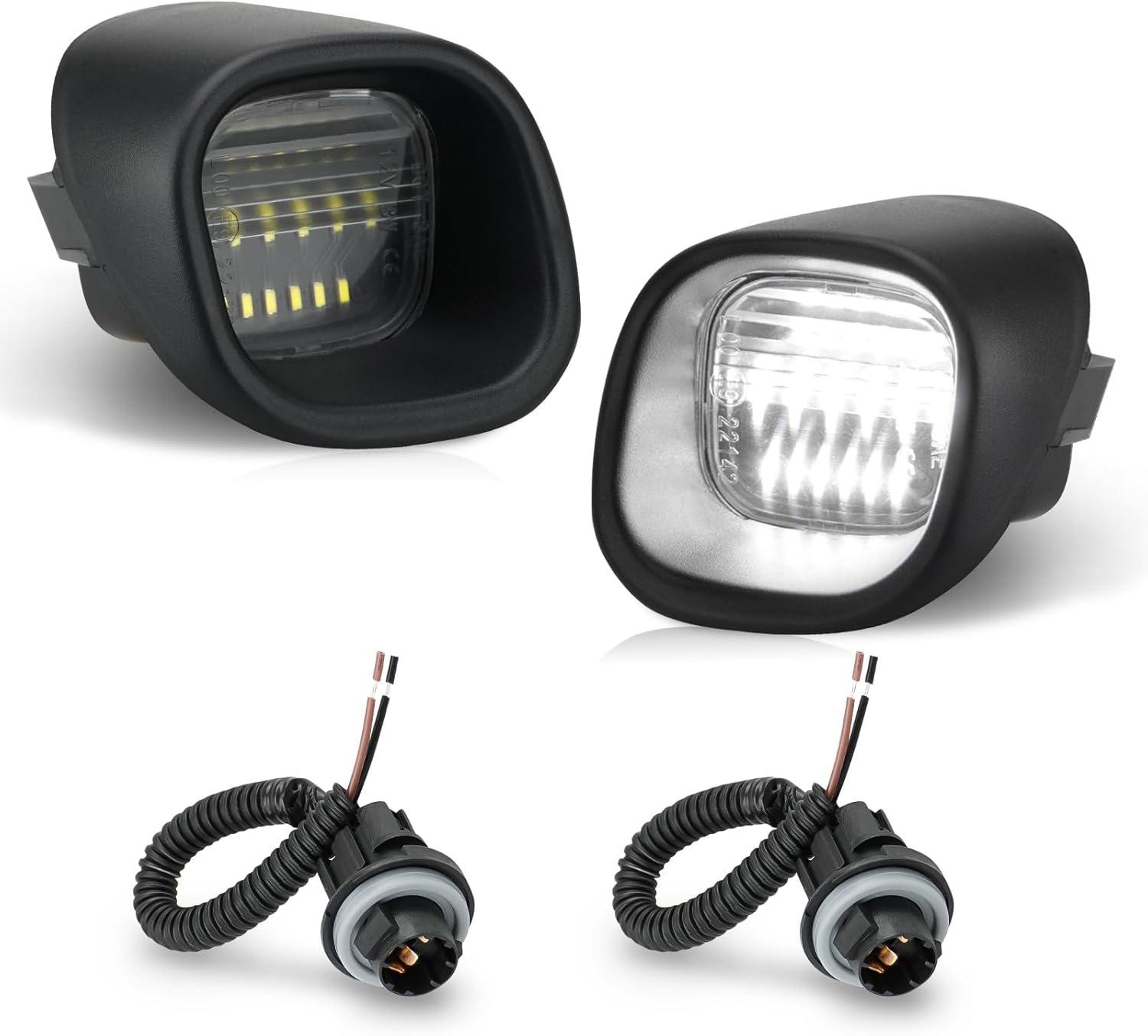 Bestview LED License Plate Light Tag Lamp Assembly with Socket for Chevy S10 Blazer Gmc Jimmy Sonoma Oldsmobile Bravada 1998-2005 Pickup Truck Black housing 6000K White(Pack of 2)