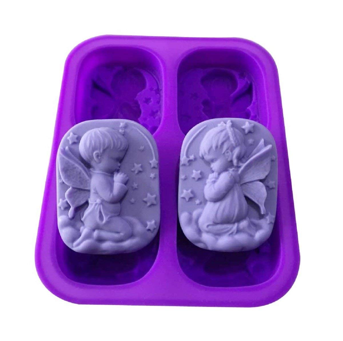 First Try 4 Cavity Silicone Hand Soap Or Cake Mold Cake Stick Mould for Party Holidays Cupcake Baking Clay Candle Boy and Girl Angel Modeling (Angel Mold)-image-9