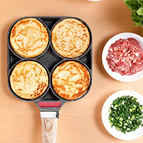 4-Hole Non Stick Flat Frying Pan Aluminum Alloy Mini Fried Egg Cooker Pan