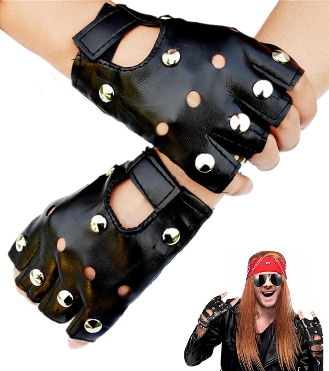 Mitaines Longues Sans Doigts - Style Punk Gothique - Chaudes - Bleu - Taille Unique