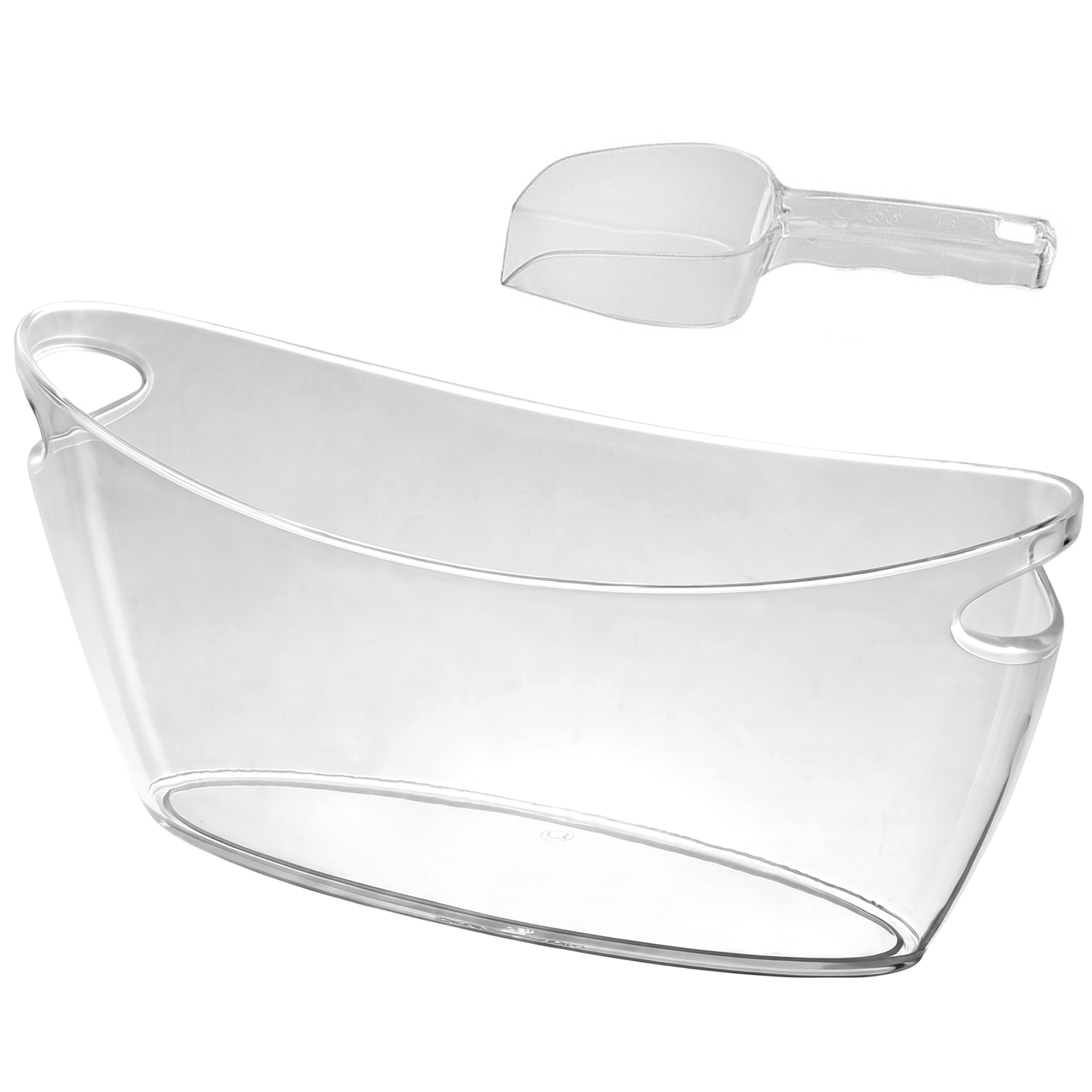 Ameble 5.5L Transparent Boat-Shaped Beverage Tub with Ice Shovel, Clear Drink Bucket for Parties, Beach, Camping, BBQ, Picnic, Ice Bucket