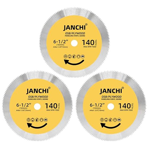 Miniatura 3 de Paquete de 3 hojas de sierra circular de 5-1/2 pulgadas de 130T con árbol de 5/8 pulgadas (16mm), para madera contrachapada, OSB, paneles y