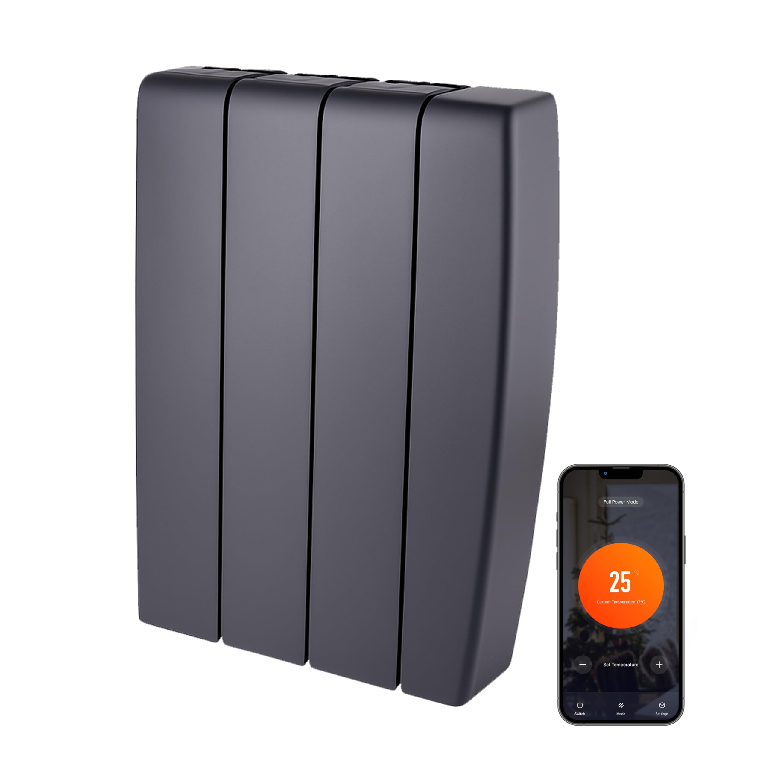 Tcp Smart Black Ceramic Electric Radiator 700W