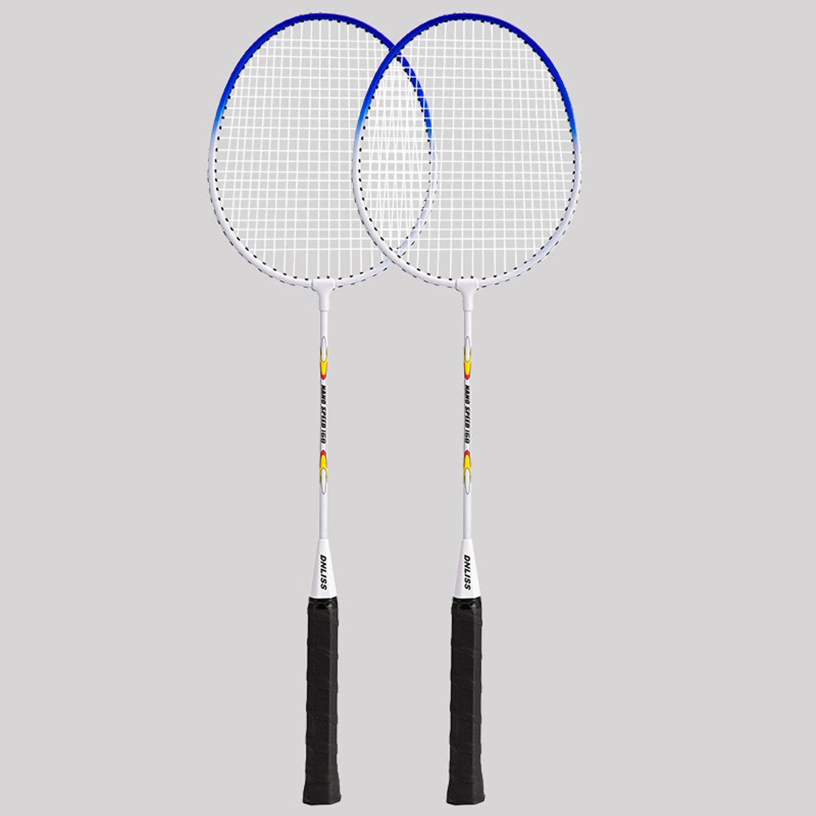 2 Pezzi Racchette da Badminton Set Allenamento Doppio Racchetta Leggera Struttura Resistente Ferro Lega Adatte per Giocare in Giardino Principianti