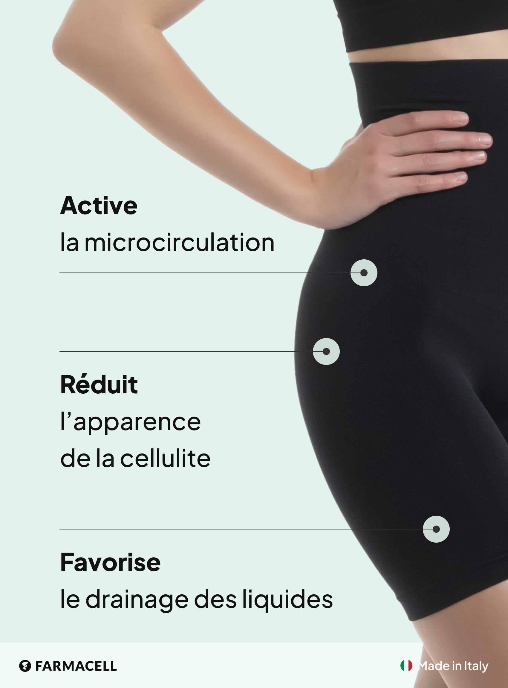 Farmacell Panty Gainant Femme Anti-Cellulite à Effet FIR, Taille Haute Rabattable, Made in Italy, 603Y