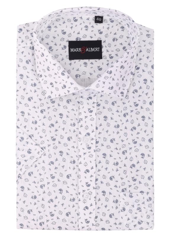 Image of Mark & Albert Men's Half Sleeve Cotton Linen Shirt Blue