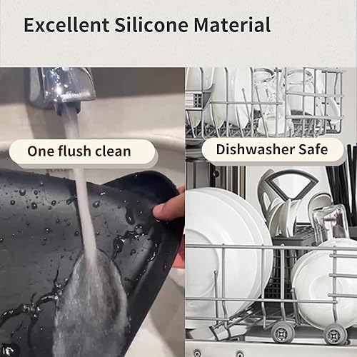 Miniatura 5 de Fundas para lavadora y secadora para la parte superior, alfombrilla protectora de silicona negra de 27 x 27 pulgadas para encimera de lavadora, goma