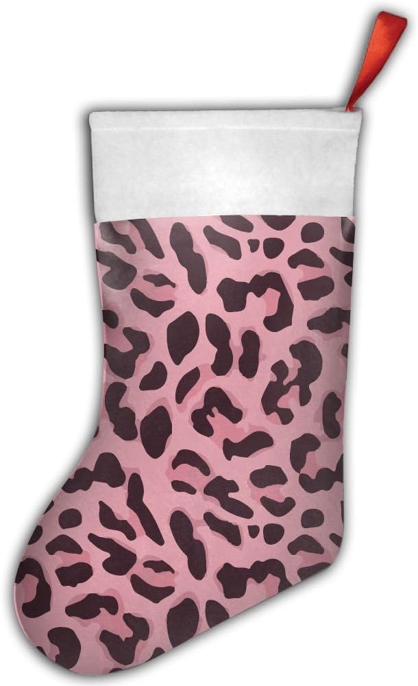 Animal Print Pink Christmas Stockings Holder Red Needlepoint Personalized Gifts Decorate Toys