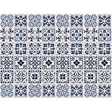 BUGUUYO 48枚入り 防水タイル壁デコレーションステッカー 剥がせるタイル装飾シール レトロ模様 DIY キッチン バスルーム用