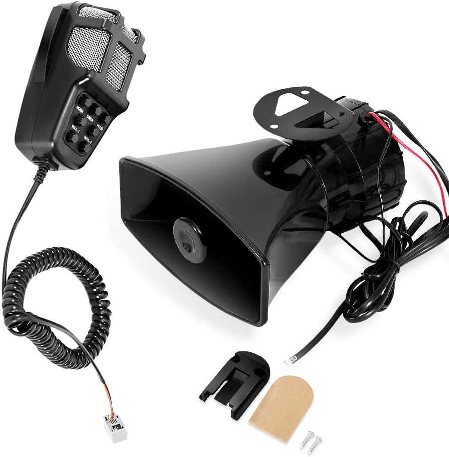 100W 12V 7 Tone Sound Car Siren Speaker Mic PA System Emergency Sound Amplifier