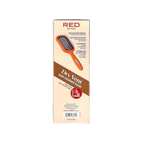 Miniatura 8 de RED by Kiss Cepillo de pelo resistente al calor, desenredante de secado rápido para cabello húmedo y seco, rizado, grueso y liso, desenredante