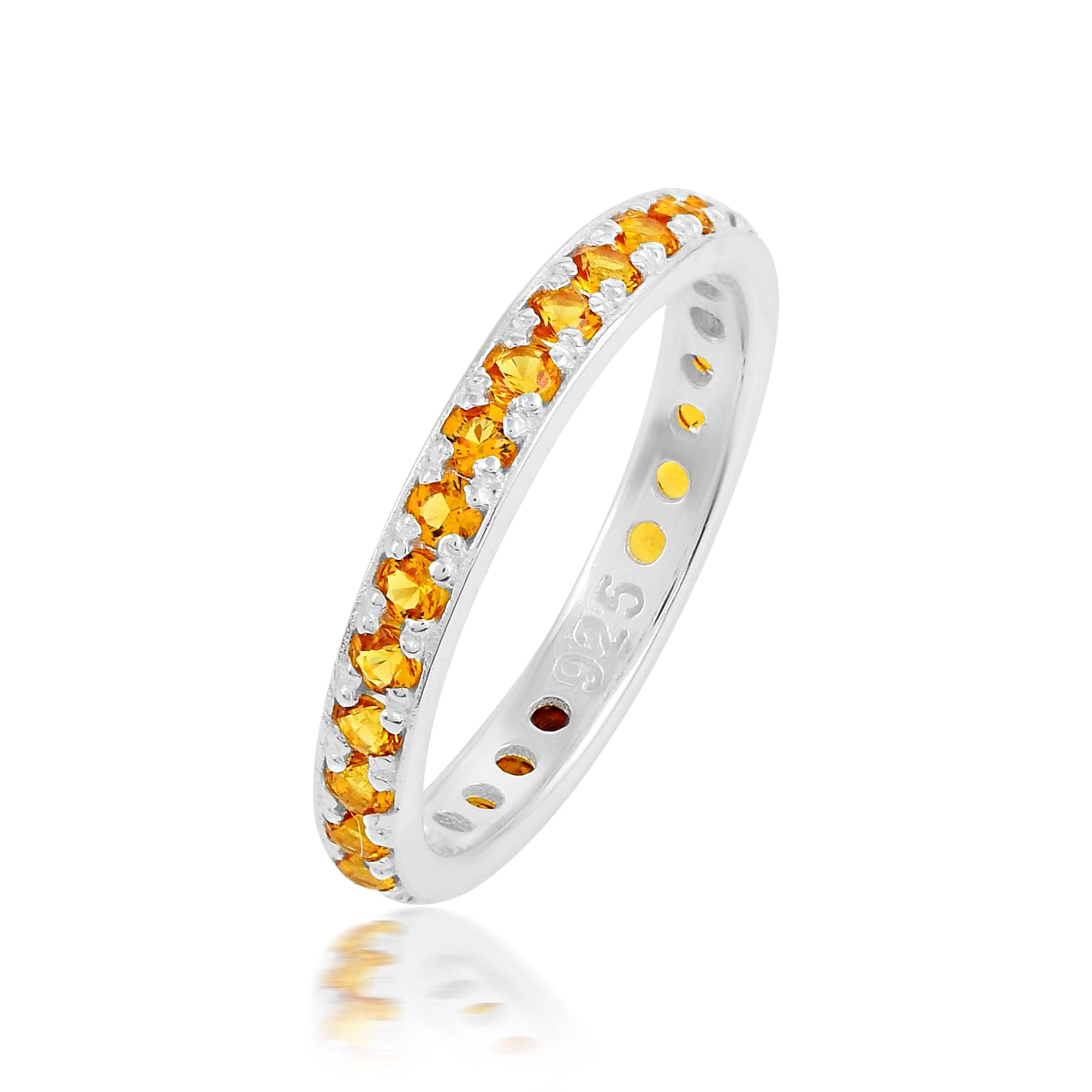 925 Sterling Silver Full Eternity Wedding Promise Cocktail Ring Jewellery Gift For Women Girls Blue Sapphire Citrine Crystal Quartz Multi Gemstone Chrome Diopside-image-24