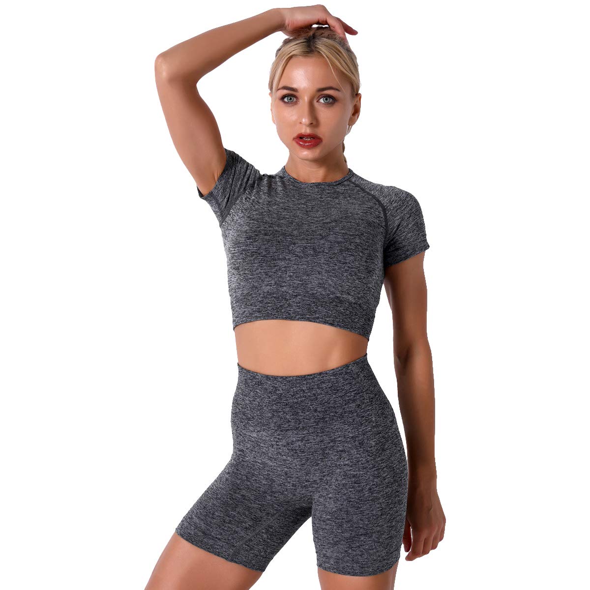 Women's Yoga Outfit Seamless Workout Set High Waist Exercise Shorts Pants with Sport Bra 3PCS Tracksuit Gym Tracksuits