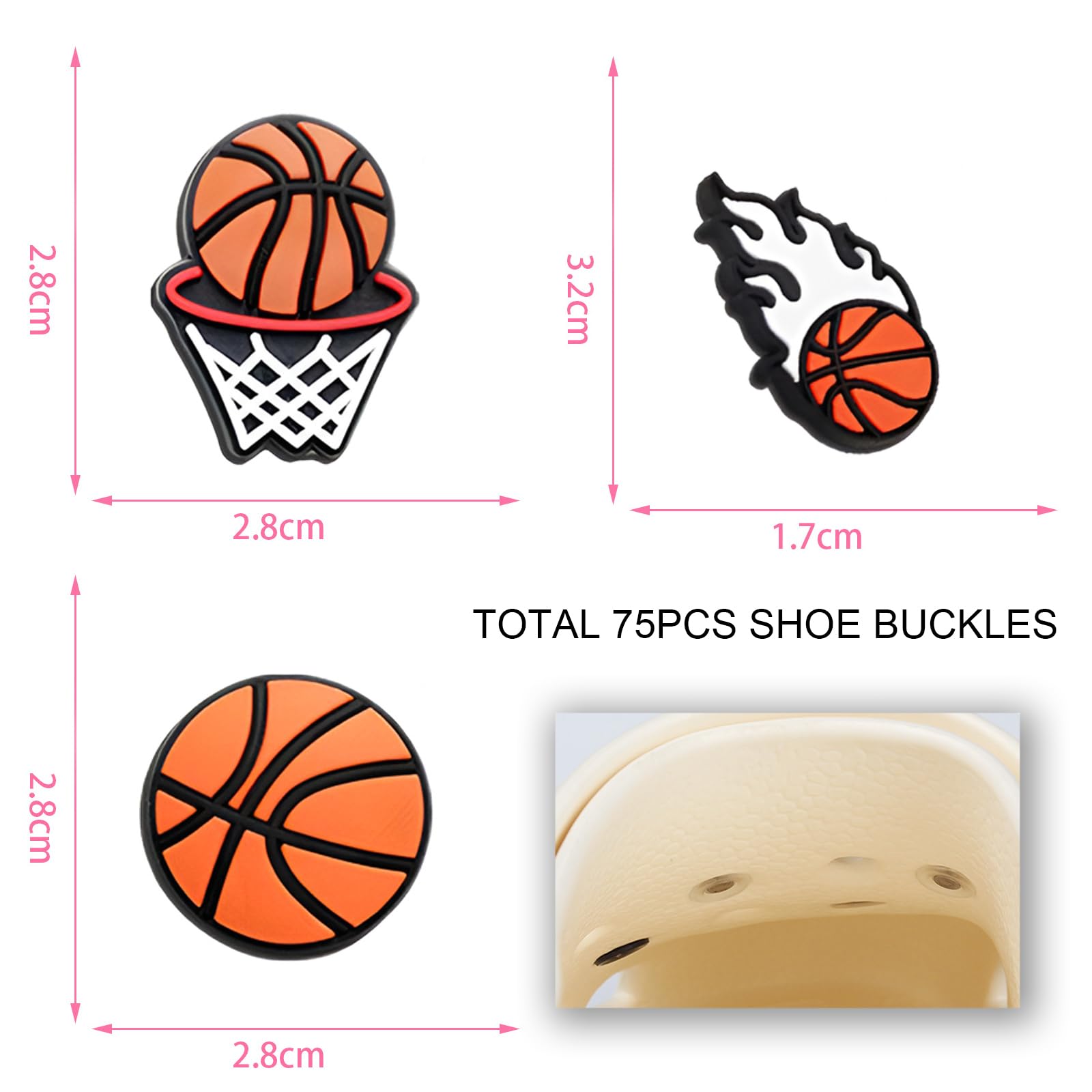 JSTHHTT 75 PCS Ciondoli per Scarpe, Shoe Charm, Decorazioni per Scarpe, Decorazioni Basket Croc Spille Pin, per Ragazze Donne Ragazzi Adulti, Regalo per Feste di Compleanno