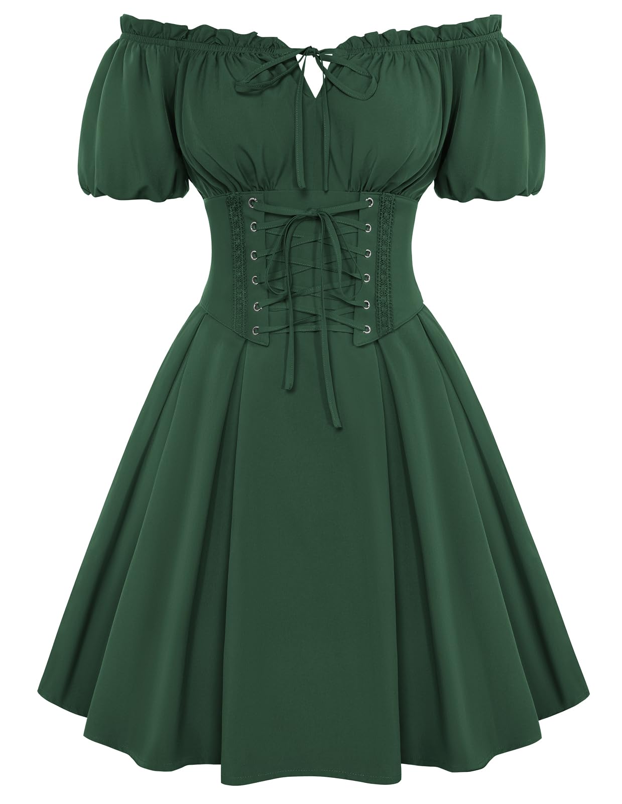 Scarlet Darkness Corset Dress for Women Renaissance Off Shoulder Midi Fairy Dress, Green, S