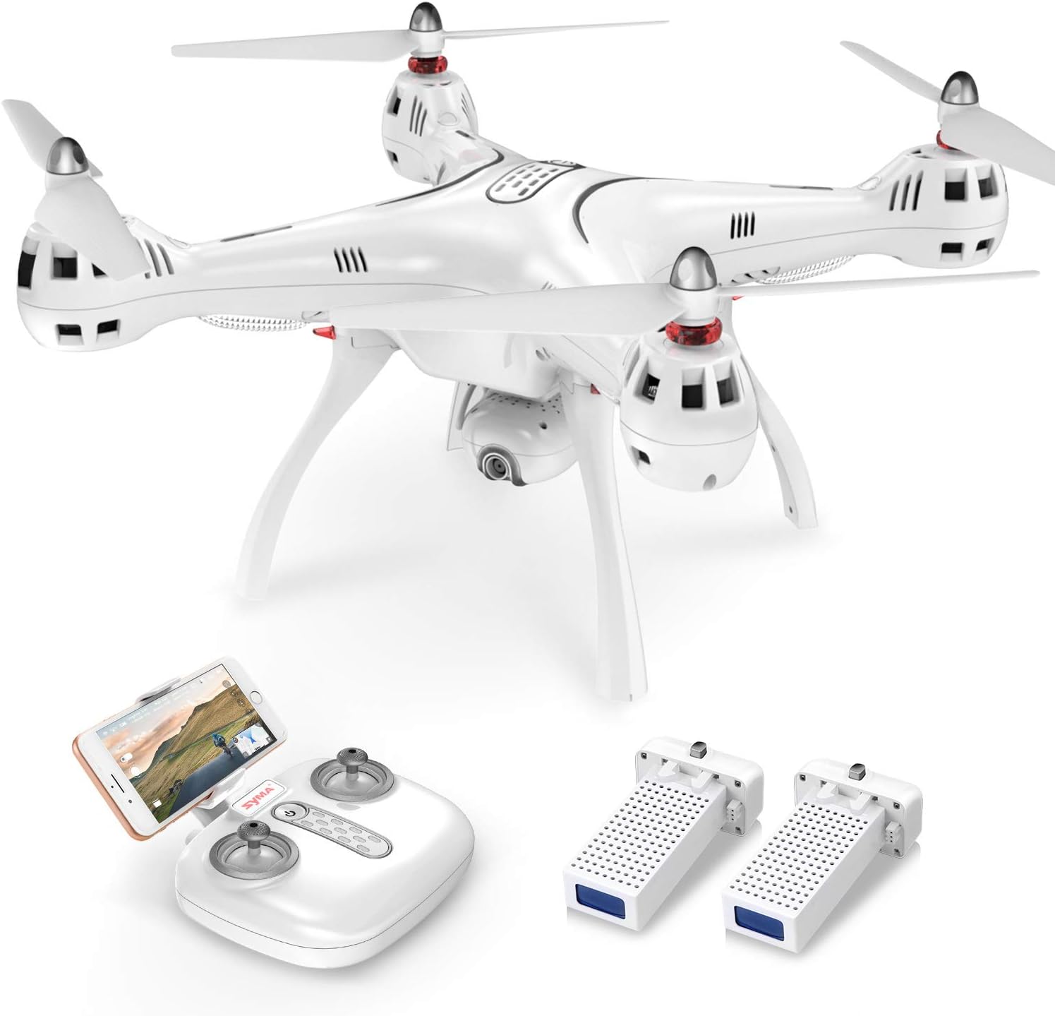 Syma GPS FPV RC Drone with Camera Live Video and GPS Return Home Quadcopter with Adjustable Wide-Angle 720P HD WiFi Camera Altitude Hold