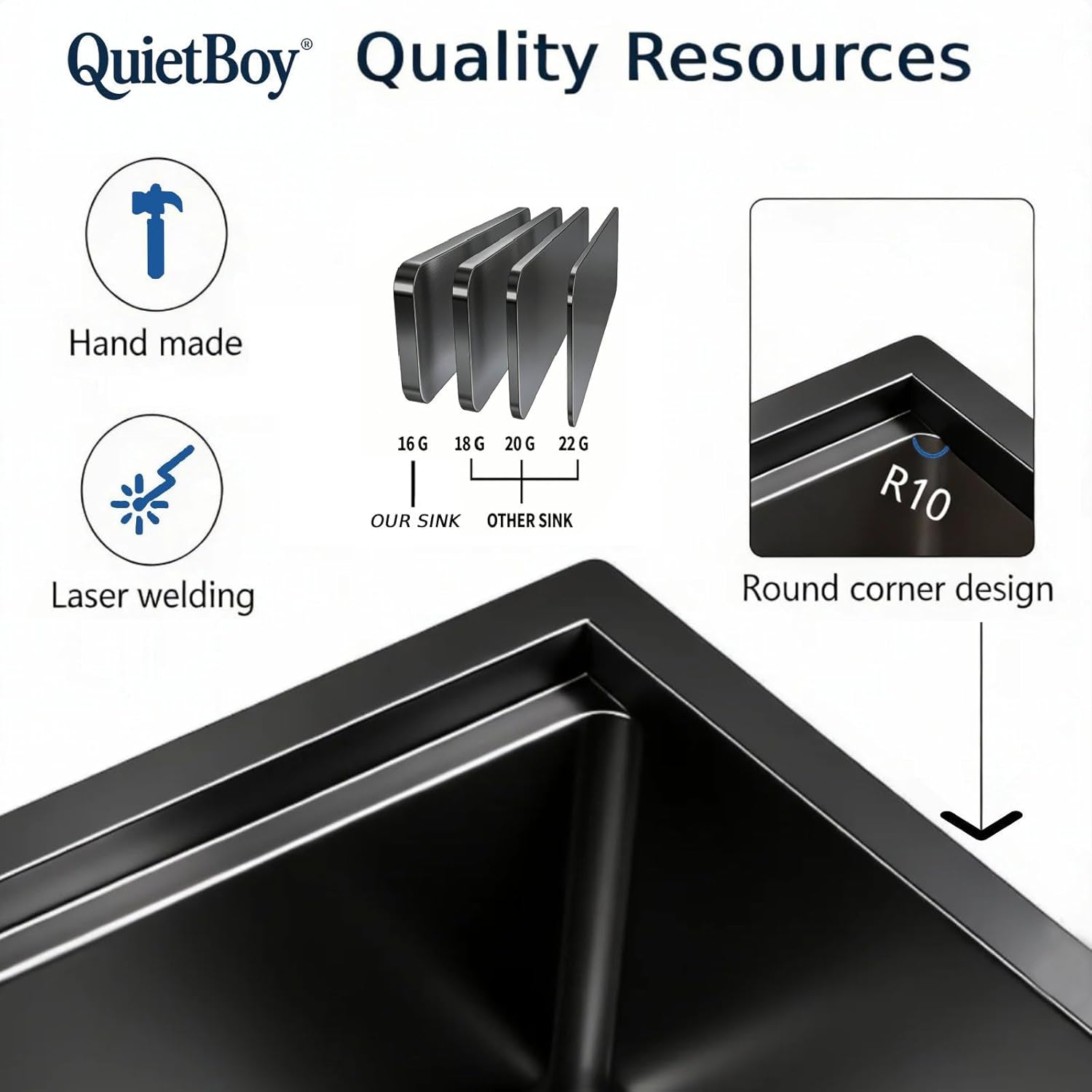 30" Black Stainless Steel Workstation Kitchen Sink, Large Single Bowl Drop-In Undermount Farmhouse Sink (Black, 3018)