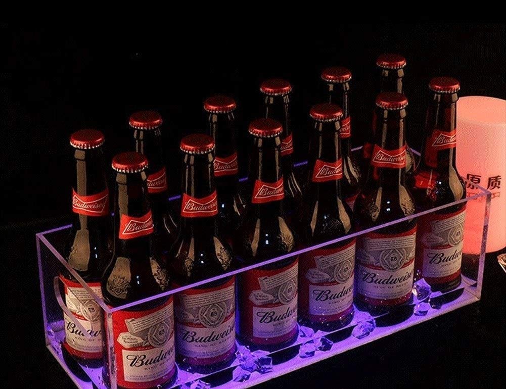Eiskübel Led, Sektkühler Getränke Bar Ice Bucket Quadratische Eiskübel, Quadratisches LED-Farbwechsel-Eiskübel-Bierfass - 7 Farbumwandlungslichter - Mit Griff - Wiederaufladbar - Bar, Nachtclub, Parte